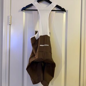 HeavyPedal Brown Cycling Bib Shorts with White Mesh Straps